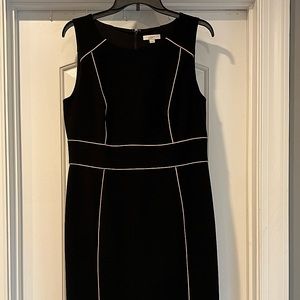 Loft Sheath Dress- black w/ pink piping.